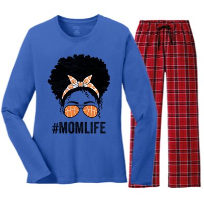 Basketball Mom Life Messy Bun Mothers Day Idea Gift Women's Long Sleeve Flannel Pajama Set 