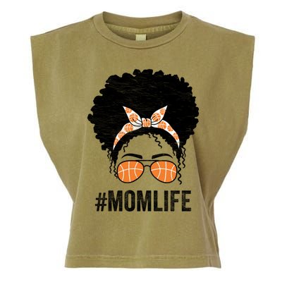 Basketball Mom Life Messy Bun Mothers Day Idea Gift Garment-Dyed Women's Muscle Tee