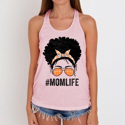 Basketball Mom Life Messy Bun Mothers Day Idea Gift Women's Knotted Racerback Tank