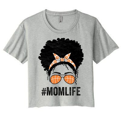 Basketball Mom Life Messy Bun Mothers Day Idea Gift Women's Crop Top Tee