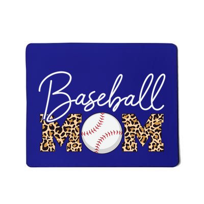 Baseball Mom Leopard Print Cursive Script Funny Gift Mousepad