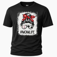 Bleached Mom Life Soccer Messy Bun Baseball Game Day Cooling Performance Crew T-Shirt