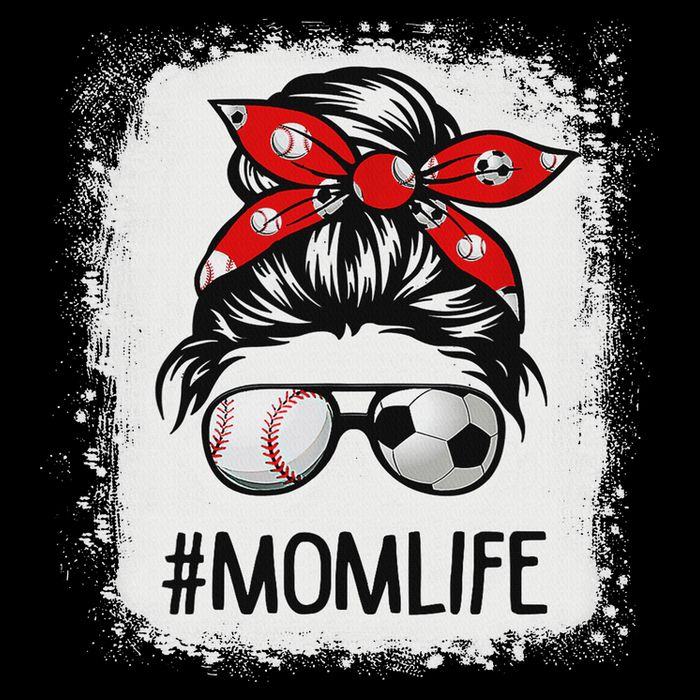 Bleached Mom Life Soccer Messy Bun Baseball Game Day Cooling Performance Crew T-Shirt