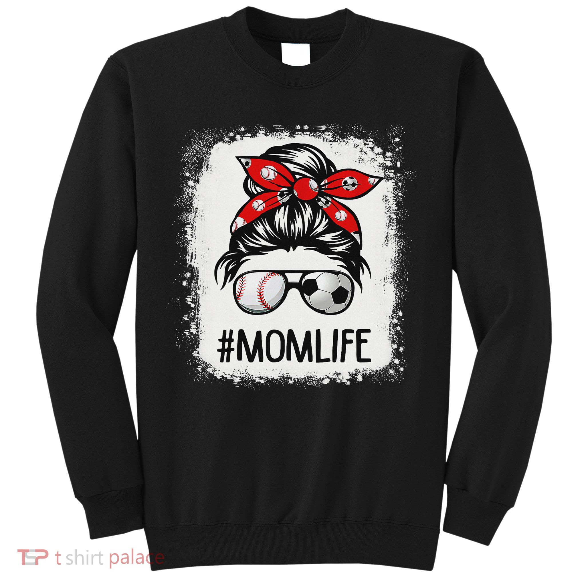 Bleached Mom Life Soccer Messy Bun Baseball Game Day Sweatshirt
