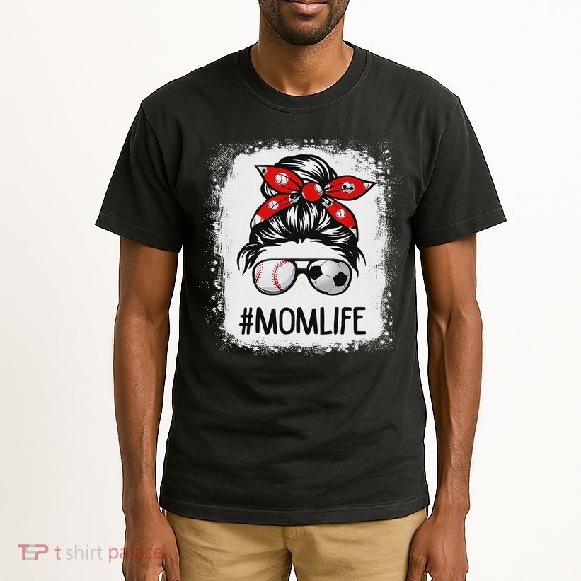 Bleached Mom Life Soccer Messy Bun Baseball Game Day Tall T-Shirt