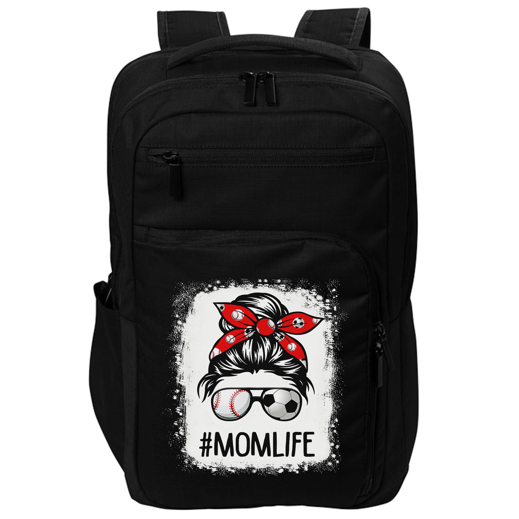 Bleached Mom Life Soccer Messy Bun Baseball Game Day Impact Tech Backpack