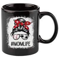 Bleached Mom Life Soccer Messy Bun Baseball Game Day 11oz C Handle Ceramic Mug