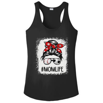 Bleached Mom Life Soccer Messy Bun Baseball Game Day Ladies PosiCharge Competitor Racerback Tank
