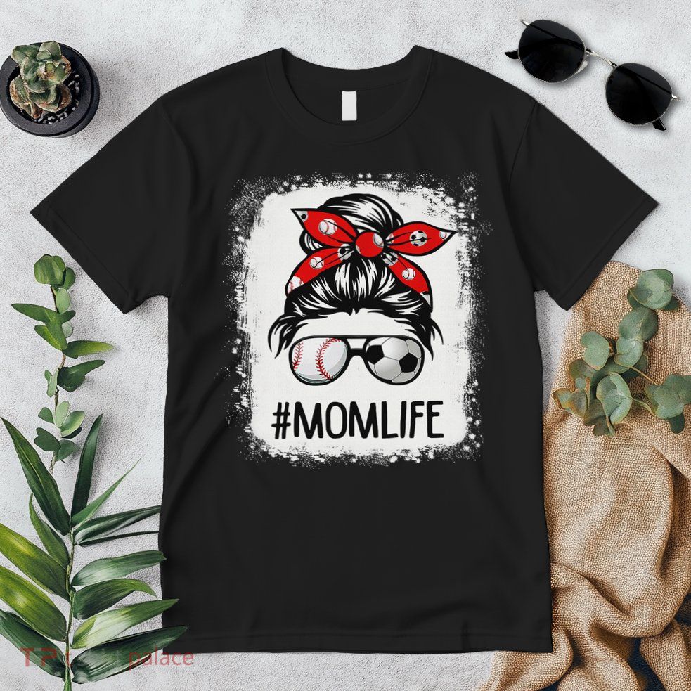 Bleached Mom Life Soccer Messy Bun Baseball Game Day Premium T-Shirt