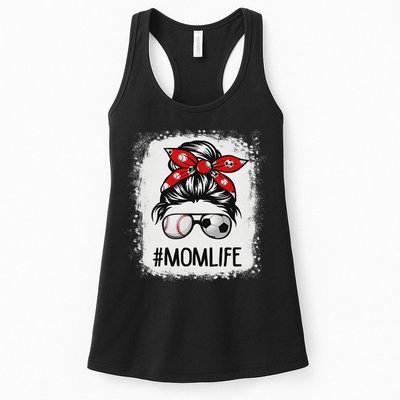 Bleached Mom Life Soccer Messy Bun Baseball Game Day Womens Tank Top