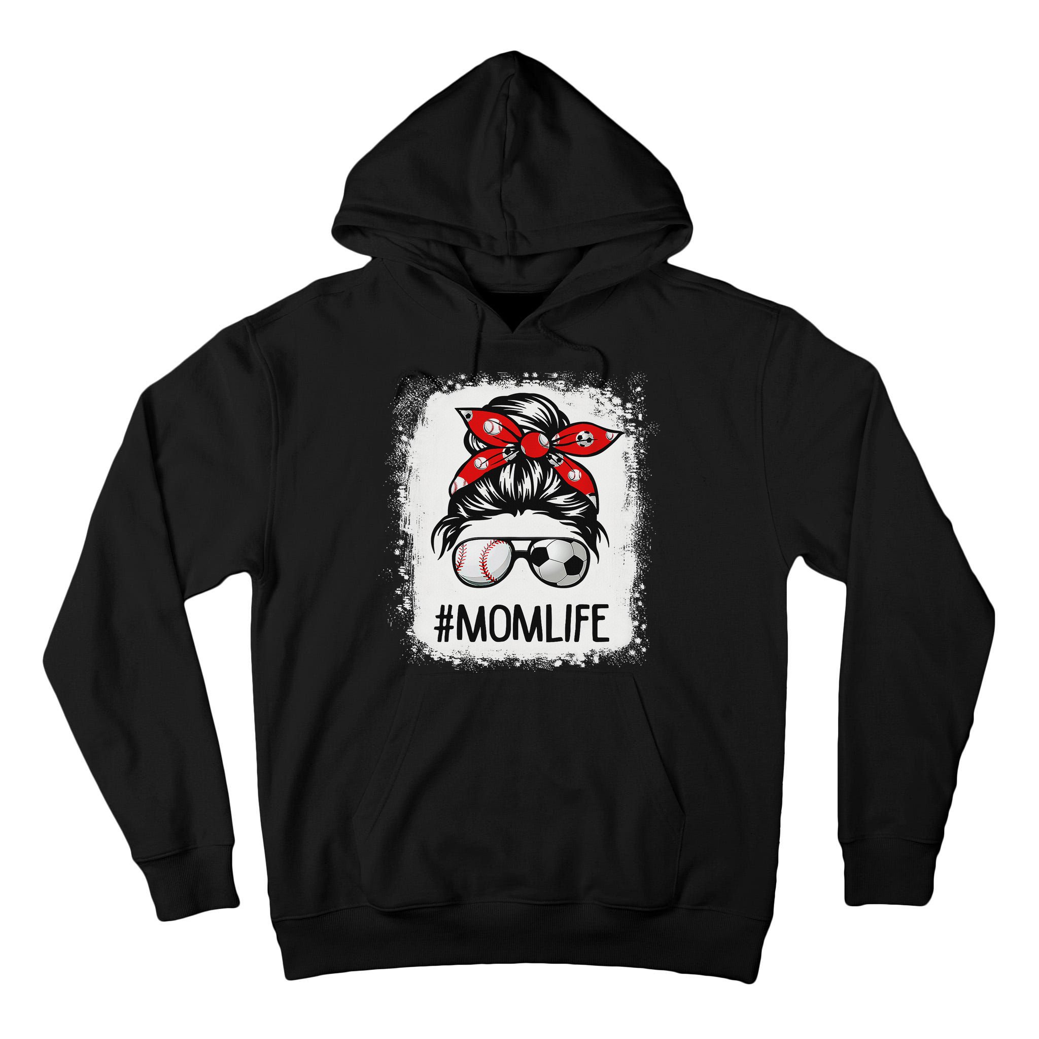 Bleached Mom Life Soccer Messy Bun Baseball Game Day Tall Hoodie