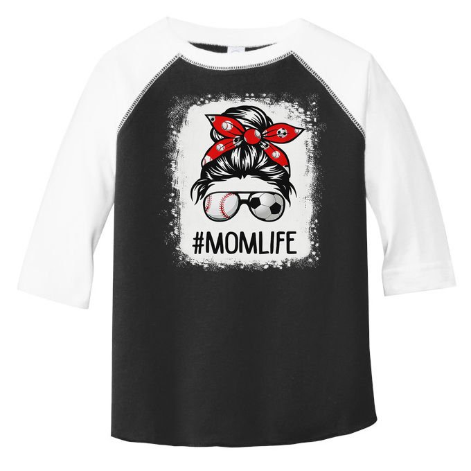 Bleached Mom Life Soccer Messy Bun Baseball Game Day Toddler Fine Jersey T-Shirt