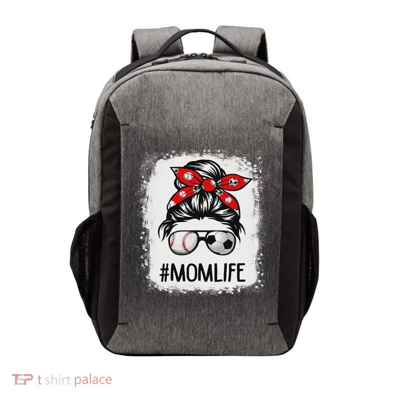 Bleached Mom Life Soccer Messy Bun Baseball Game Day Vector Backpack
