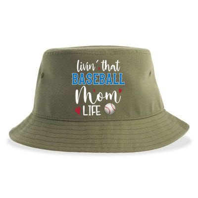 Busy Mom Livin' That Baseball Mom Life Sport Mother Funny Gift Sustainable Bucket Hat