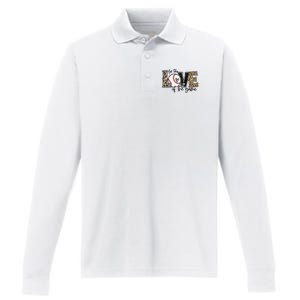 Baseball Mom Leopard For The Love Of The Game Baseball Performance Long Sleeve Polo