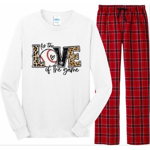 Baseball Mom Leopard For The Love Of The Game Baseball Long Sleeve Pajama Set