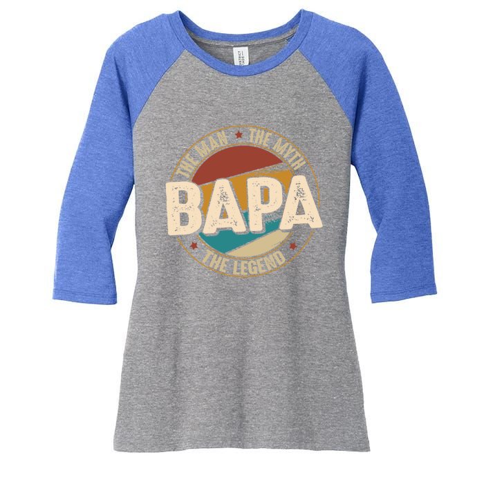 Bapa Myth Legend Funny Fathers Day Bapa Gift Women's Tri-Blend 3/4-Sleeve Raglan Shirt