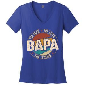 Bapa Myth Legend Funny Fathers Day Bapa Gift Women's V-Neck T-Shirt