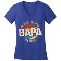 Bapa Myth Legend Funny Fathers Day Bapa Gift Women's V-Neck T-Shirt