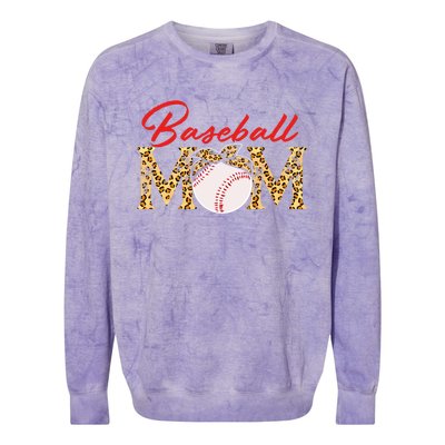 Baseball Mom Leopard Bandana Funny Softball Mom Mother's Day Gift Colorblast Crewneck Sweatshirt