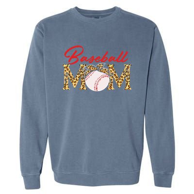 Baseball Mom Leopard Bandana Funny Softball Mom Mother's Day Gift Garment-Dyed Sweatshirt