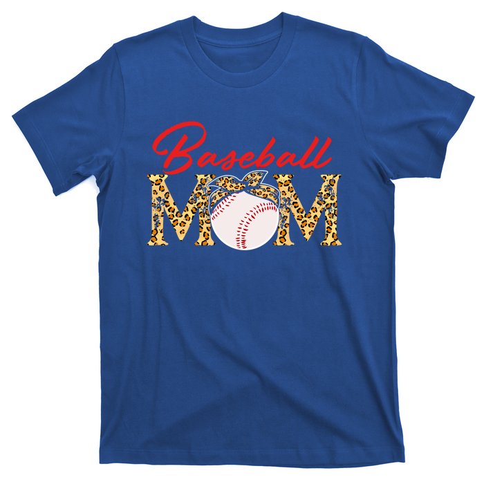 Baseball Mom Leopard Bandana Funny Softball Mom Mother's Day Gift T-Shirt