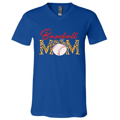 Baseball Mom Leopard Bandana Funny Softball Mom Mother's Day Gift V-Neck T-Shirt