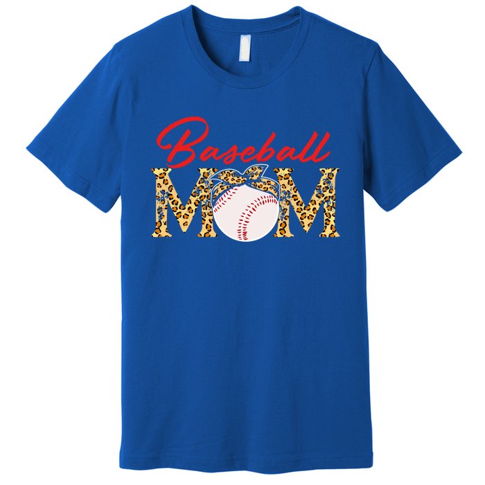 Baseball Mom Leopard Bandana Funny Softball Mom Mother's Day Gift Premium T-Shirt