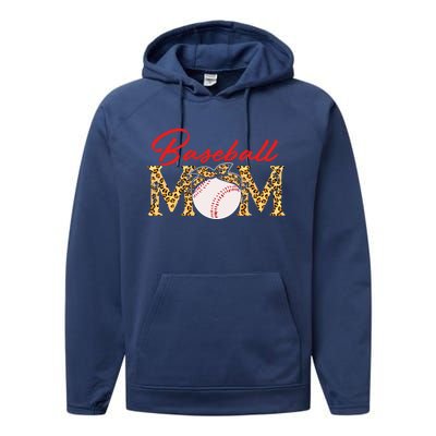 Baseball Mom Leopard Bandana Funny Softball Mom Mother's Day Gift Performance Fleece Hoodie