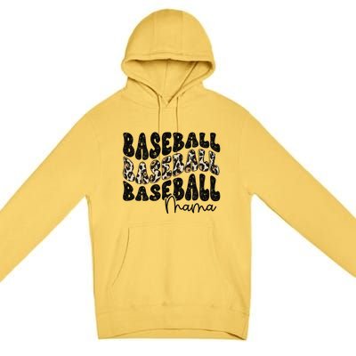 Baseball Mama Leopard Proud Baseball Mom Game Day Premium Pullover Hoodie