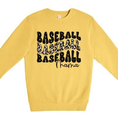 Baseball Mama Leopard Proud Baseball Mom Game Day Premium Crewneck Sweatshirt