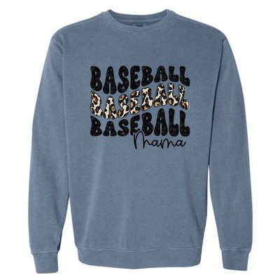 Baseball Mama Leopard Proud Baseball Mom Game Day Garment-Dyed Sweatshirt