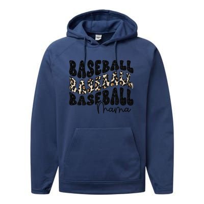 Baseball Mama Leopard Proud Baseball Mom Game Day Performance Fleece Hoodie