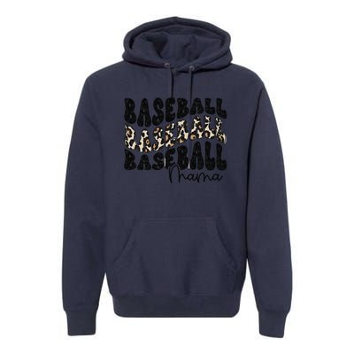 Baseball Mama Leopard Proud Baseball Mom Game Day Premium Hoodie