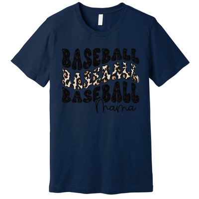 Baseball Mama Leopard Proud Baseball Mom Game Day Premium T-Shirt