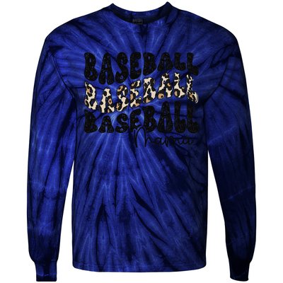 Baseball Mama Leopard Proud Baseball Mom Game Day Tie-Dye Long Sleeve Shirt