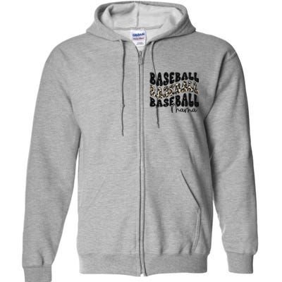 Baseball Mama Leopard Proud Baseball Mom Game Day Full Zip Hoodie