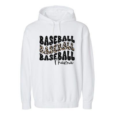 Baseball Mama Leopard Proud Baseball Mom Game Day Garment-Dyed Fleece Hoodie