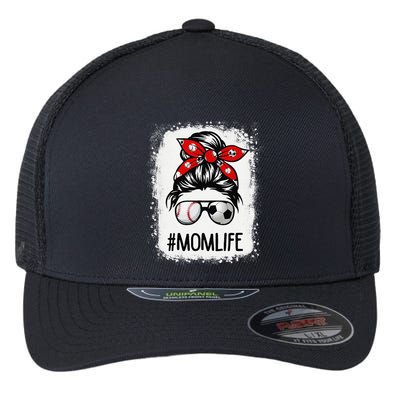 Bleached Mom Life Soccer Messy Bun Baseball Game Day Flexfit Unipanel Trucker Cap
