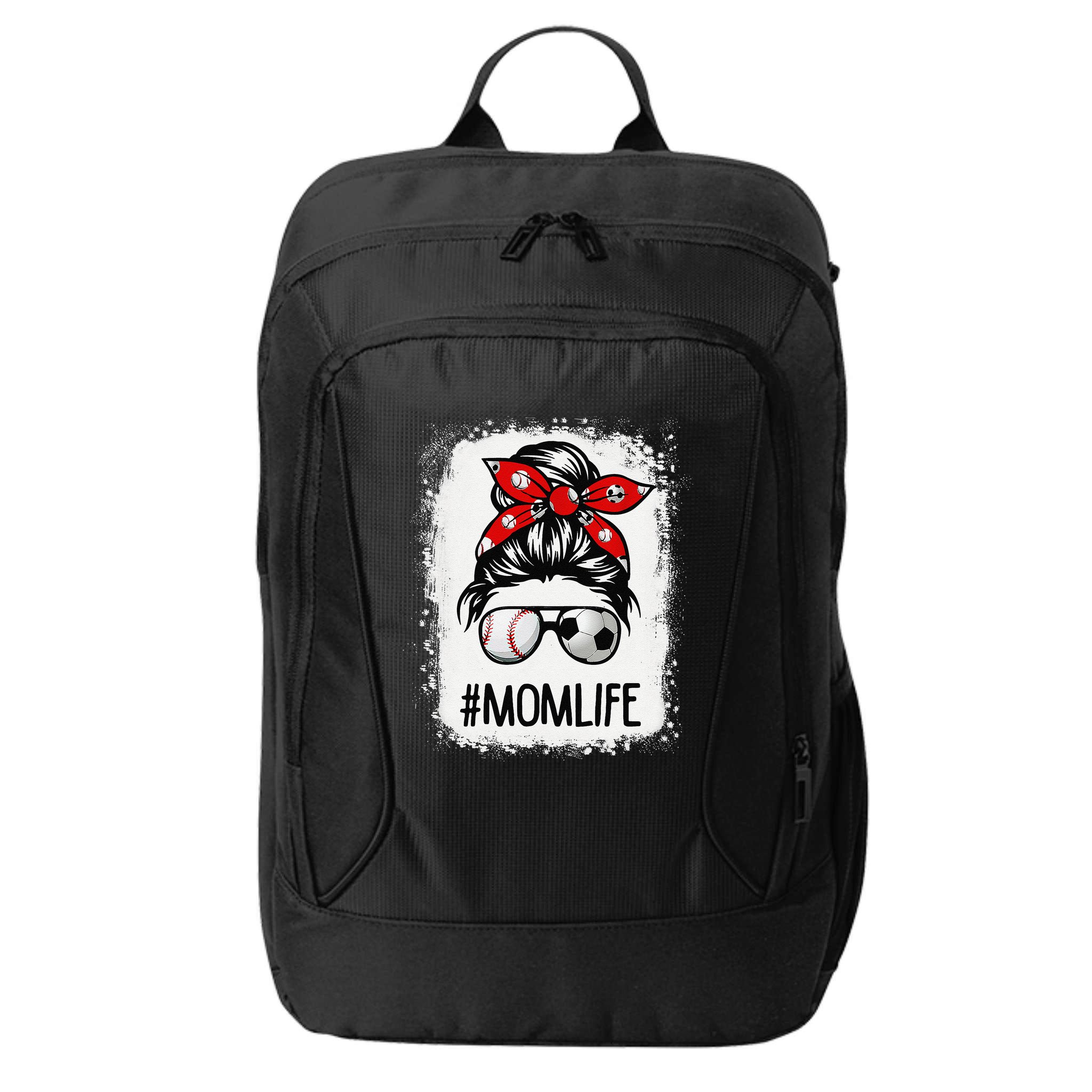 Bleached Mom Life Soccer Messy Bun Baseball Game Day City Backpack