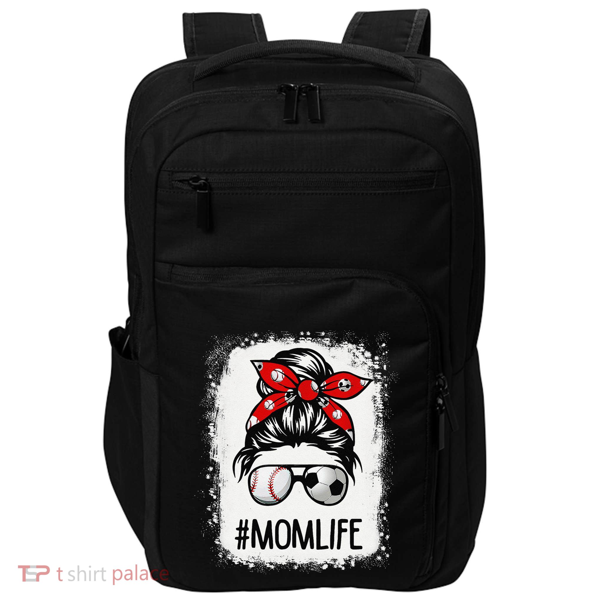 Bleached Mom Life Soccer Messy Bun Baseball Game Day Impact Tech Backpack