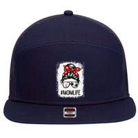 Bleached Mom Life Soccer Messy Bun Baseball Game Day 7 Panel Mesh Trucker Snapback Hat