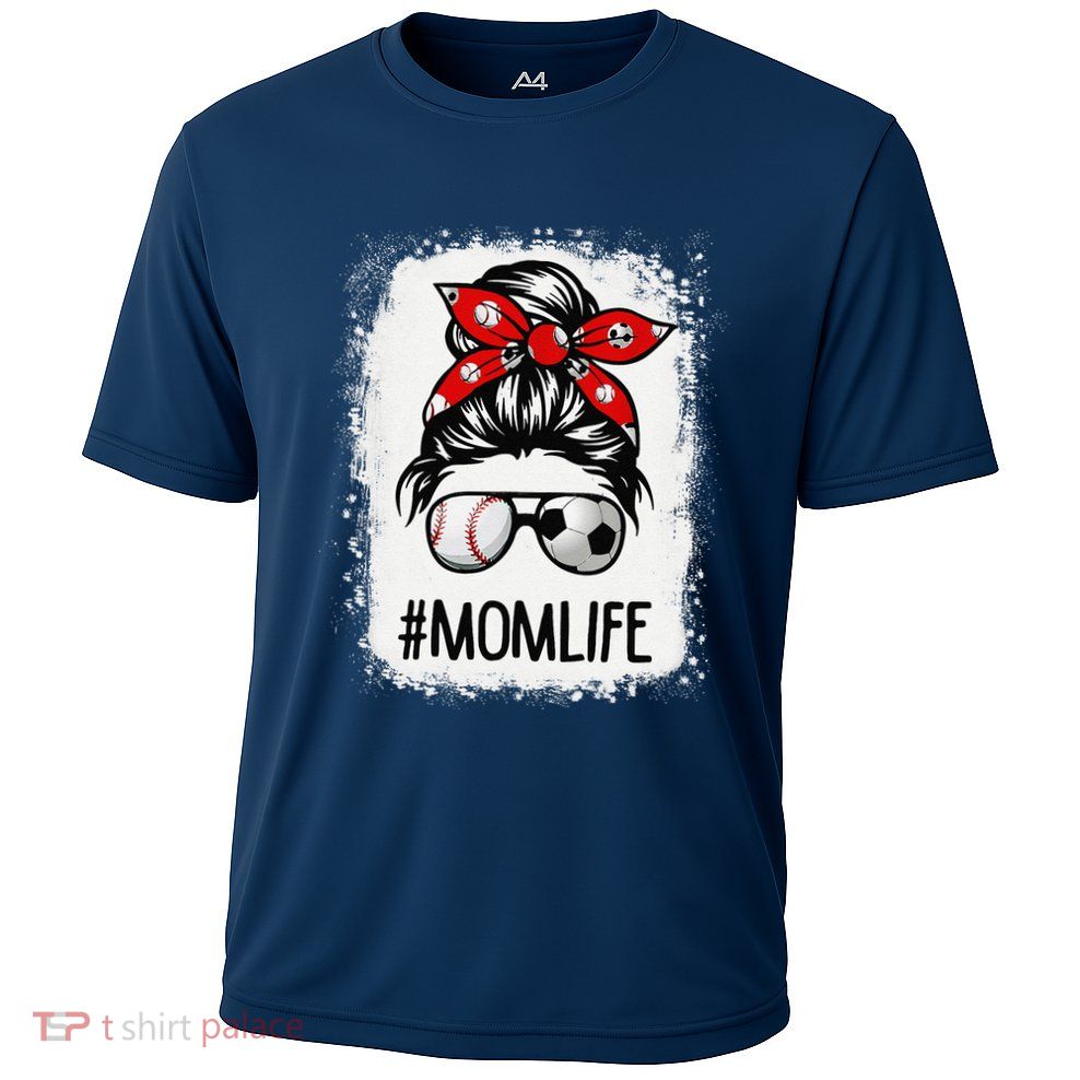 Bleached Mom Life Soccer Messy Bun Baseball Game Day Performance Shirt
