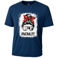 Bleached Mom Life Soccer Messy Bun Baseball Game Day Cooling Performance Crew T-Shirt