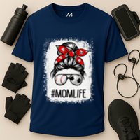 Bleached Mom Life Soccer Messy Bun Baseball Game Day Cooling Performance Crew T-Shirt