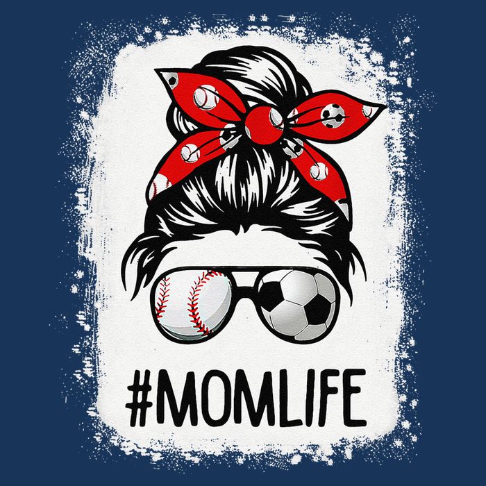 Bleached Mom Life Soccer Messy Bun Baseball Game Day Cooling Performance Crew T-Shirt