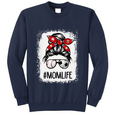 Bleached Mom Life Soccer Messy Bun Baseball Game Day Sweatshirt