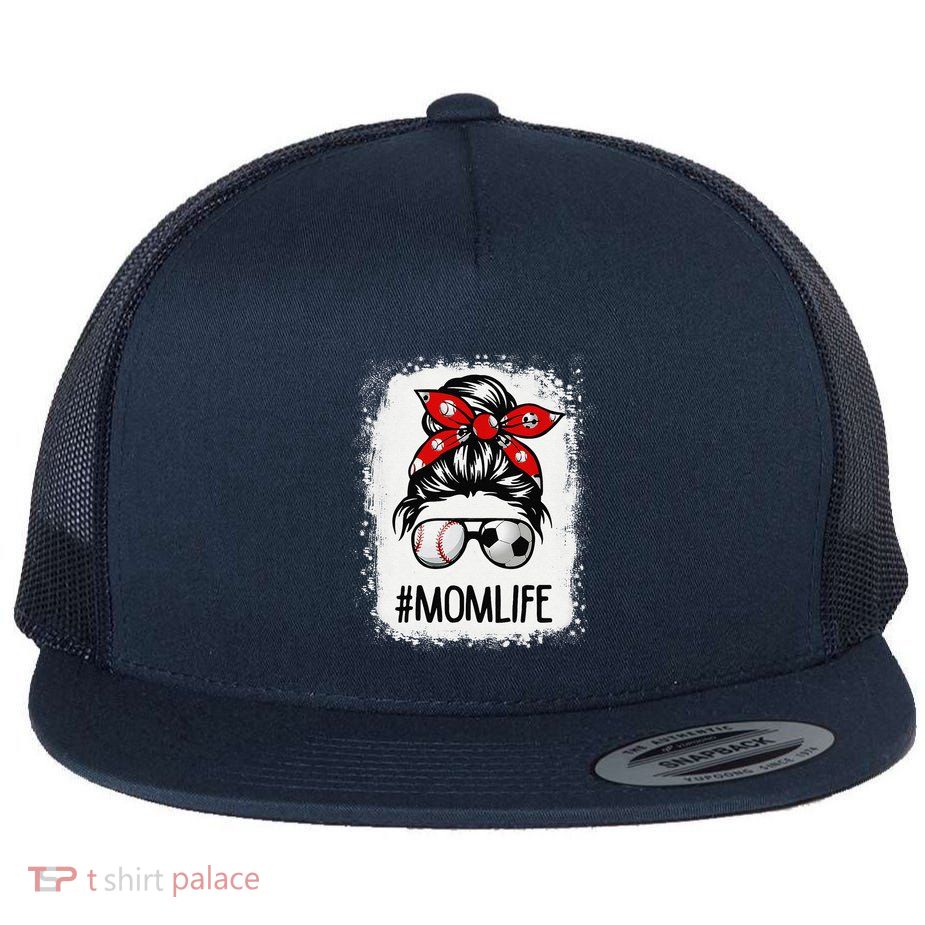 Bleached Mom Life Soccer Messy Bun Baseball Game Day Flatbill Hat