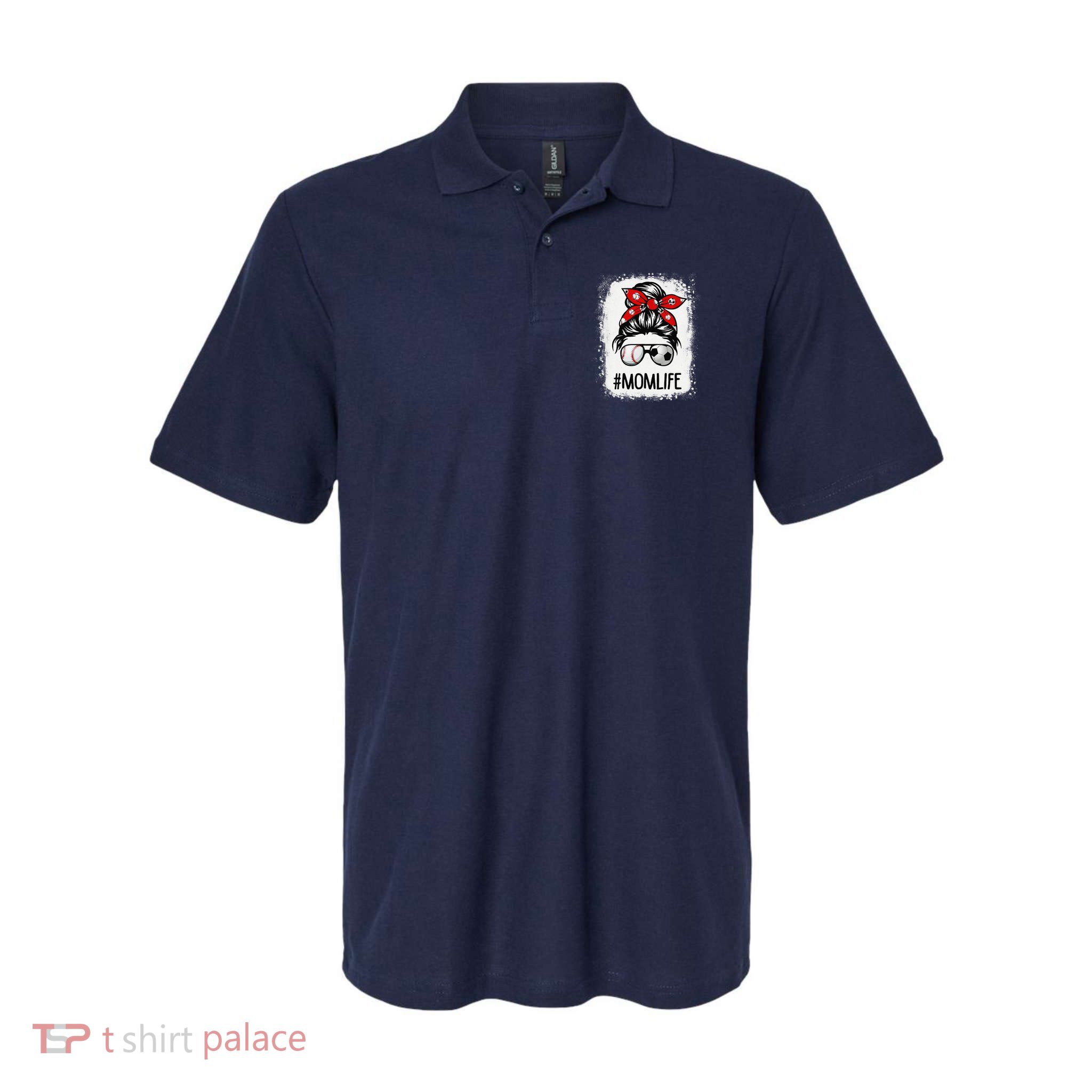 Bleached Mom Life Soccer Messy Bun Baseball Game Day Polo