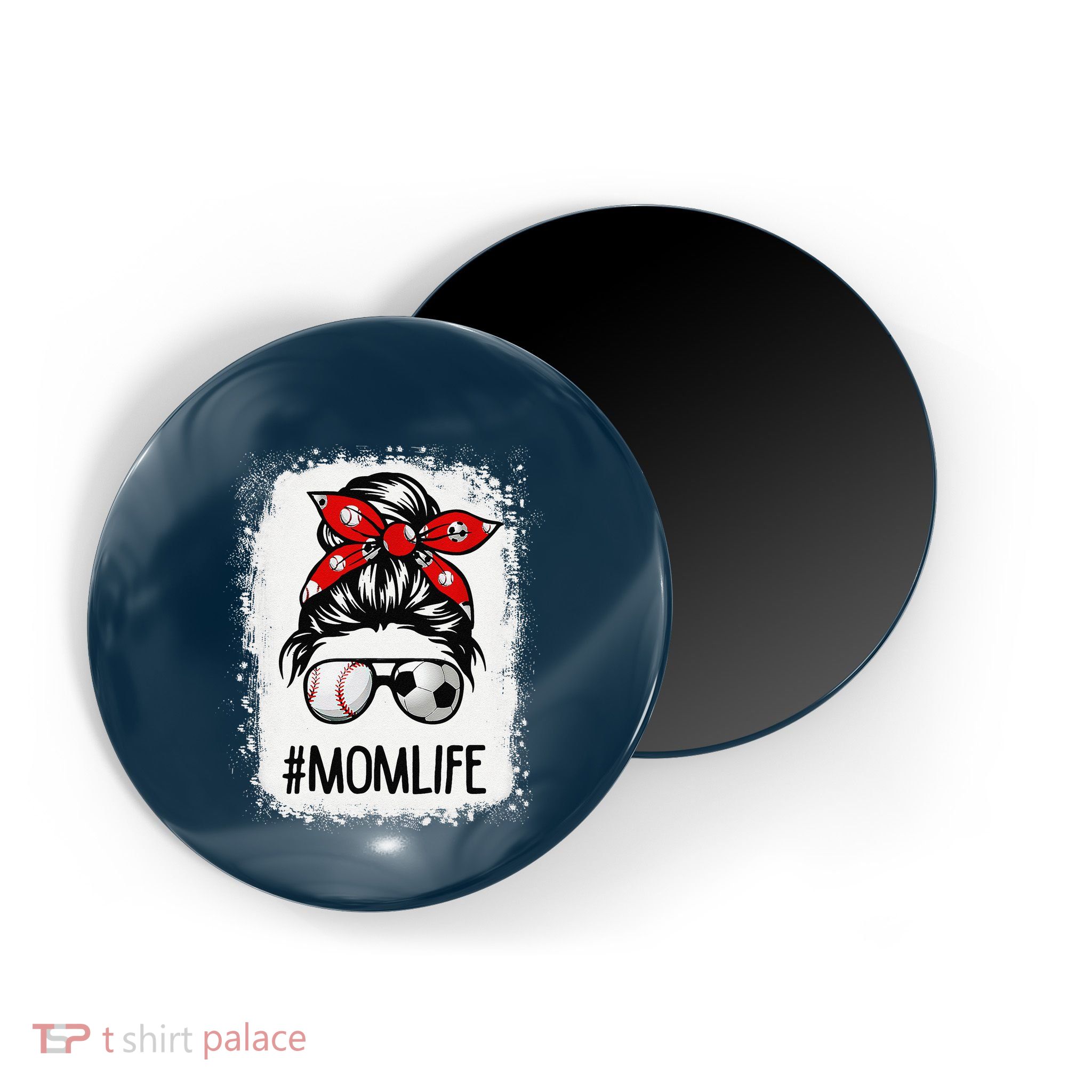Bleached Mom Life Soccer Messy Bun Baseball Game Day Magnet